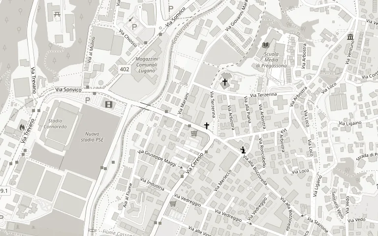 Mappa di Via alla Bozzoreda 44, Pregassona, con la posizione di About Men